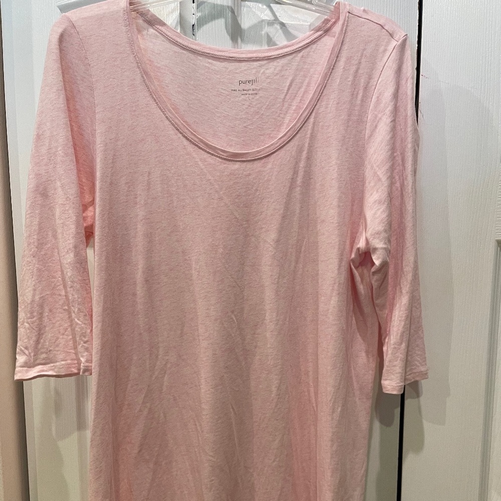 JILL PURE JILL Ballet Sleeve Tunic Top Large Light Pink Women’s  modal cotton